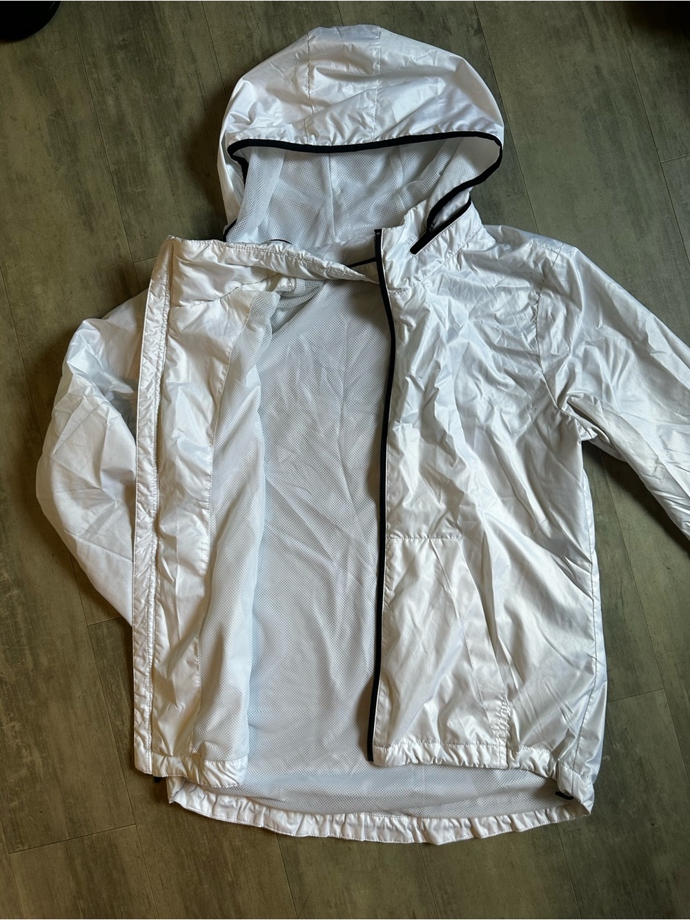 adidas White Hooded Windbreaker with Black Accents - Picture 4 of 9